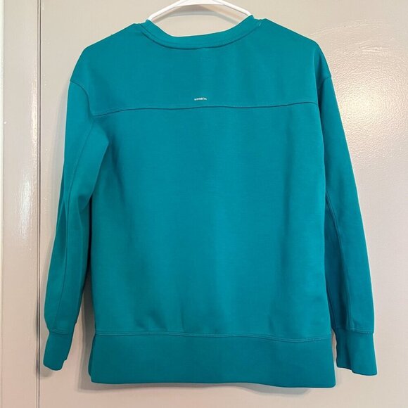 Mondetta Ladie's Scuba Long Sleeve Crewneck Sweatshirt Relaxed Fit Teal Size XS - Picture 4 of 5
